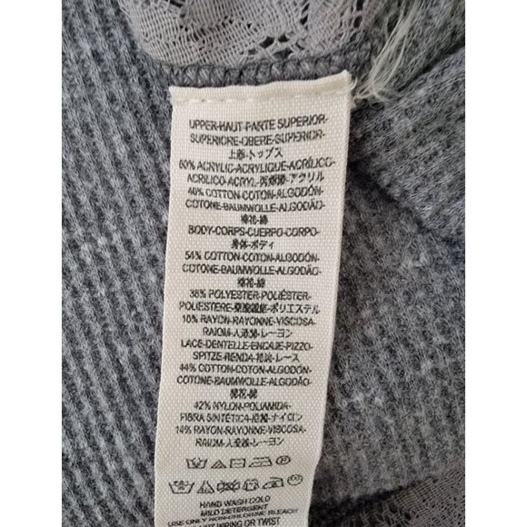 We The Free CABIN IN THE WOODS Thermal Nordic Lace Knit Boho Shirt Top Women's M - Picture 7 of 8